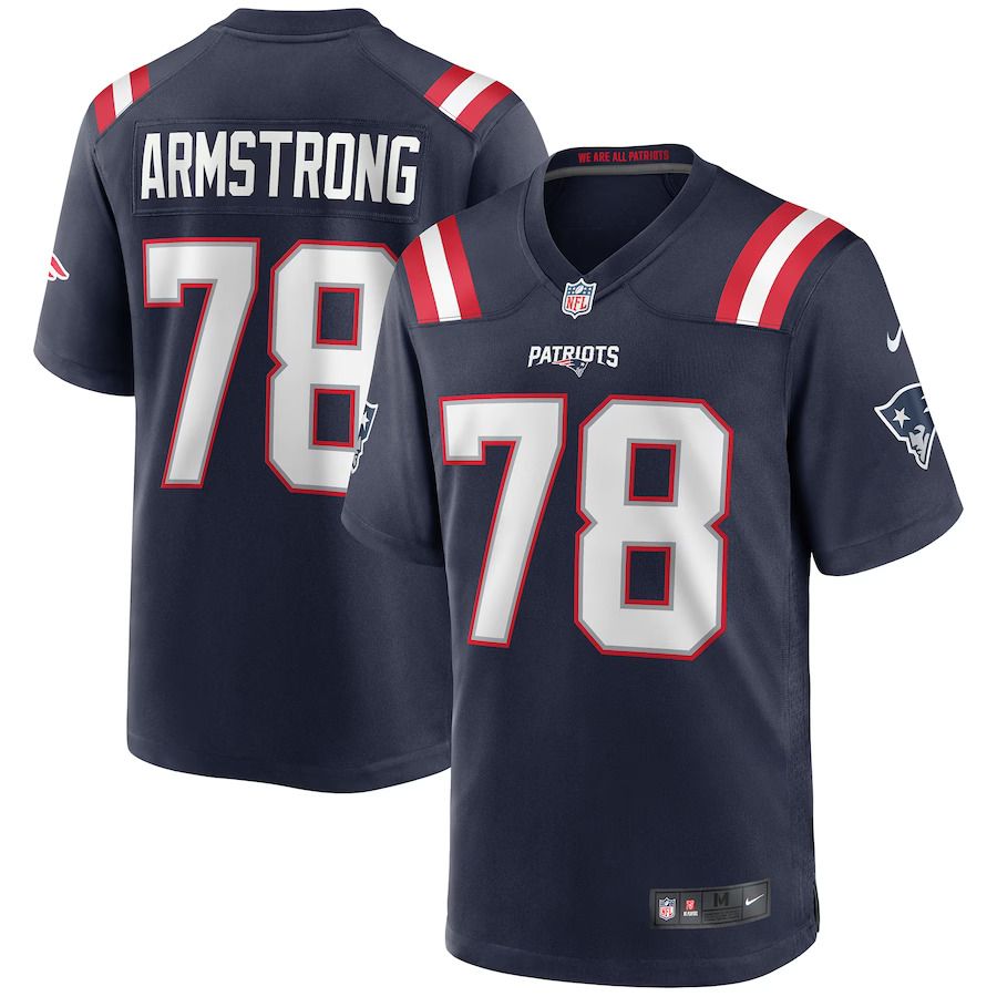 Men New England Patriots #78 Bruce Armstrong Nike Navy Game Retired Player NFL Jersey